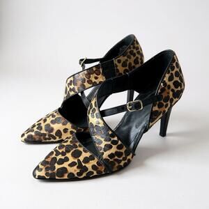 Nine West Leopard Calf Hair Pointed Toe Heels – Size 7.5